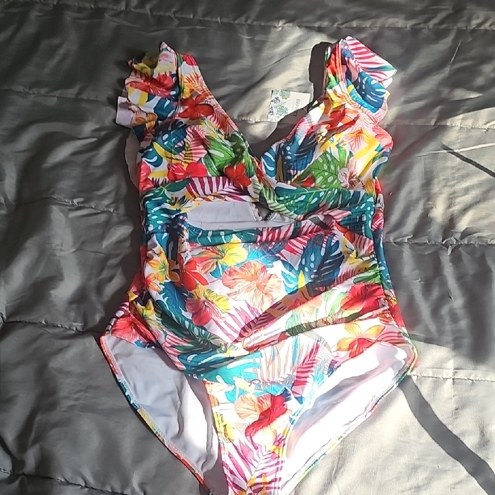 Colorful Floral One-Piece Swimsuit